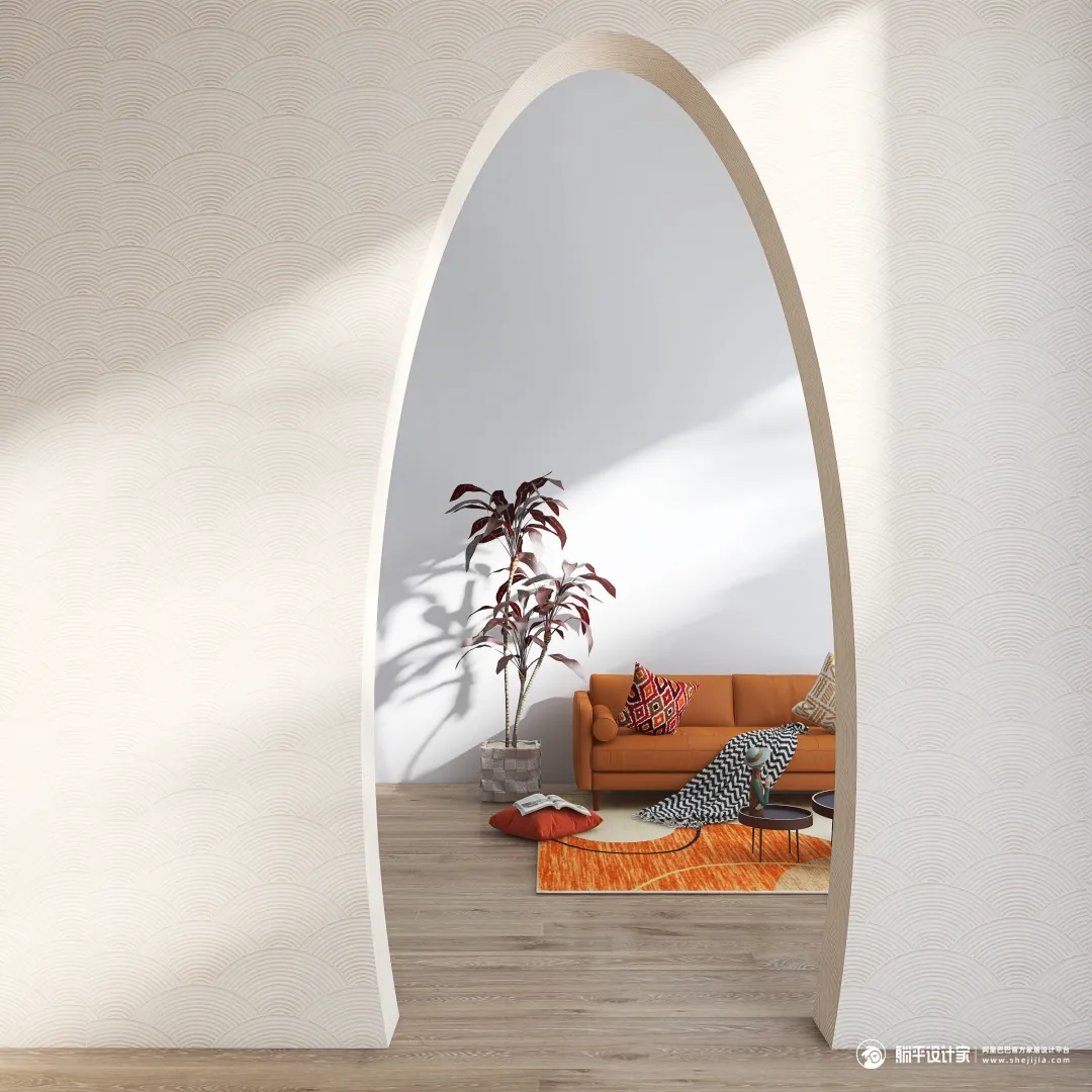 圆弧造型门洞设计 110平米简美风格两居室装修效果图 - 本地资讯 - 装一网